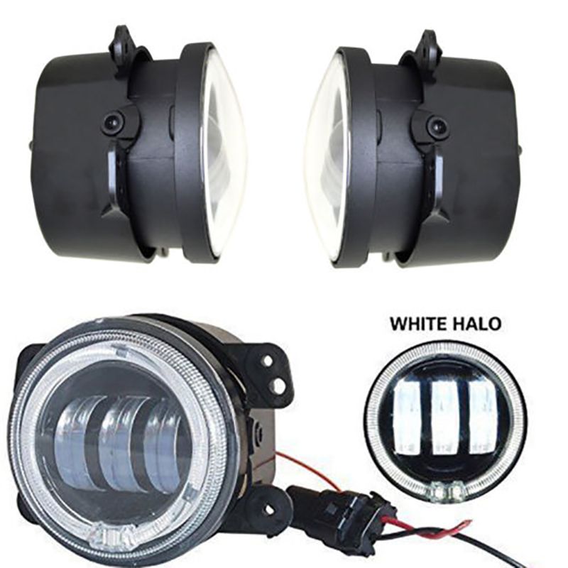 2X 30W 4 inch Led Fog Light Bulb White Halo Jeep Wrangler Jk LJ Dodge