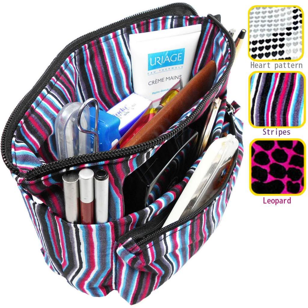 3pcs Wholesale Lot Small Reversible Organizer Insert Handbag Pouch Make
